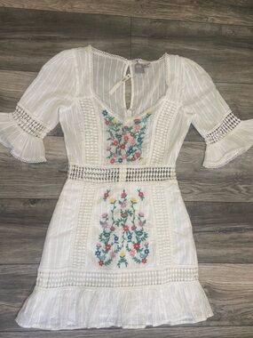 ASOS DESIGN Embroidered Lace Insert White Mini Dress NWT US 4